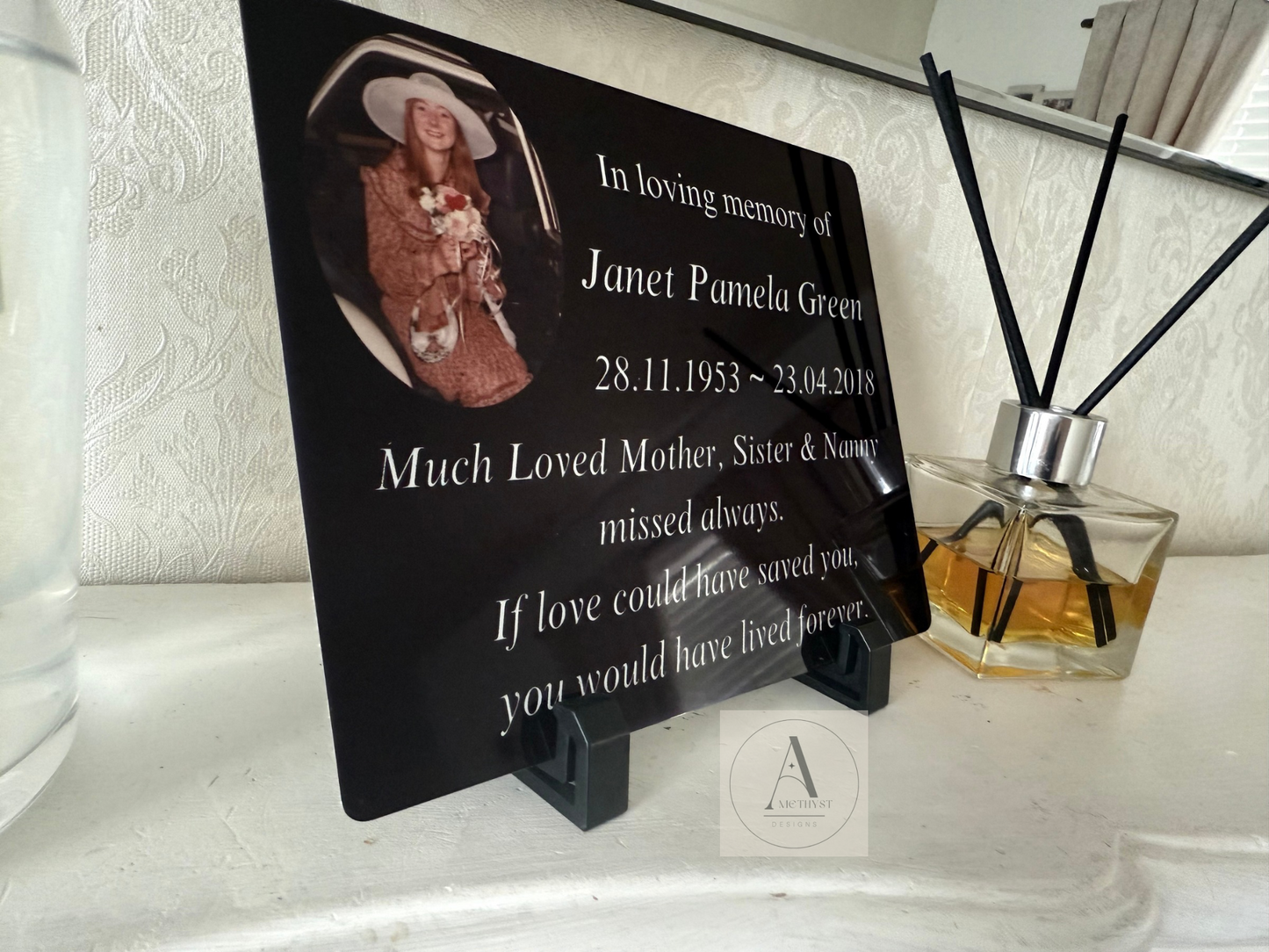 Personalised Aliminium Memorial Photo Sign| Memorial Mantel Piece Photo | Grave Marker | Budget Friendly Grave Marker |