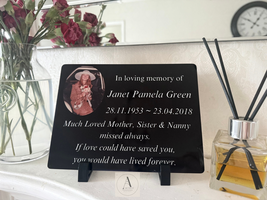 Personalised Aliminium Memorial Photo Sign| Memorial Mantel Piece Photo | Grave Marker | Budget Friendly Grave Marker |